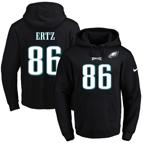 Nike Eagles #86 Zach Ertz Black Name & Number Pullover NFL Hoodie - Click Image to Close